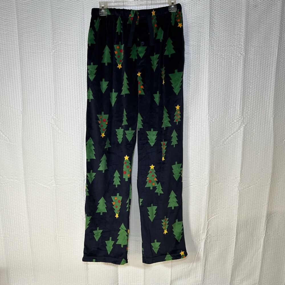 Mens‎ S sleep lounge PJ pants Christmas print 2 pocket elastic & Tie Velvet Feel